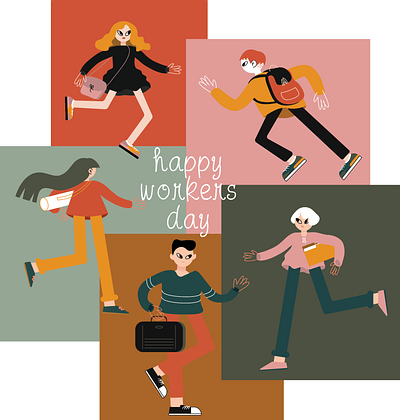 Happy workers day art cartoon character design design draw drawing flat illustrartion illustrator motion design