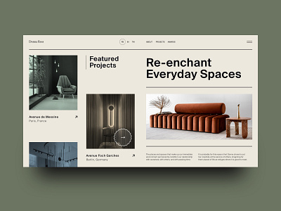 Re-enchant Everyday Spaces animation branding clean dailyui design furniture grid interior design modern portfolio product design typography ui unique ux web web design website