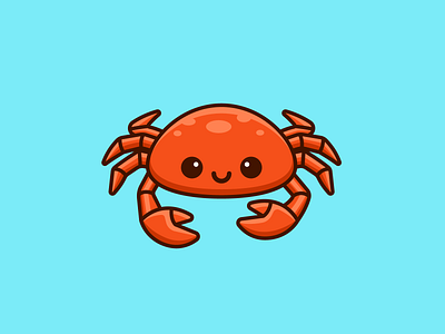 Crab adorable animal bold cartoon character claw comic crab cute friendly fun illustration kid lovely mascot ocean outline playful sea seafood