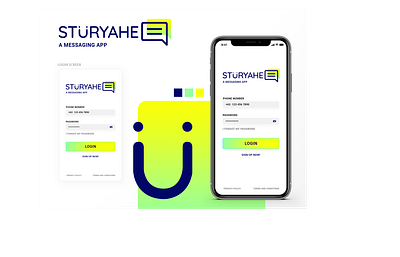 Login Screen for Messaging App app branding design gradient green messaging minimal ui yellow