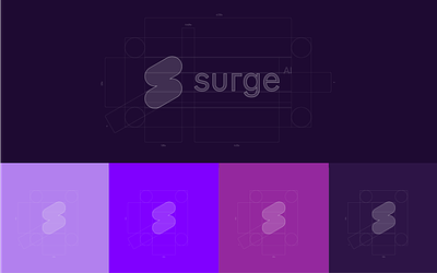 Surge AI | Logo design | Visual identity artificial intelligence branding color scheme component library design language lift agency logo design logo grids visual identity