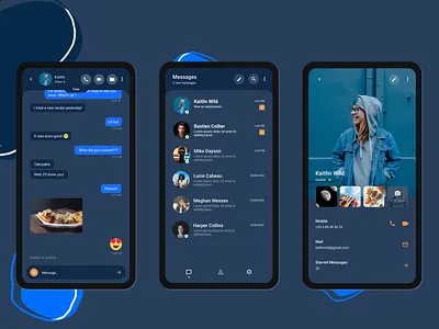 Messages (dark mode) app design sketch training ui