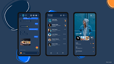 Messages (dark mode) app design sketch training ui