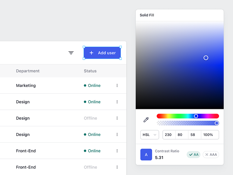 Color Picker with Contrast Ratio Dark Mode by Patryk Ilnicki for Semiflat on Dribbble