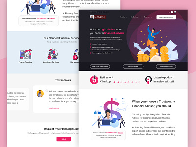 Planning Financial Futures adobexd business clean dailyui dribbblers finace flat homepage illustration landing page purple socialmedia ui userinterface webdesigntrends webpage website