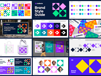 Codesta Brand Guidelines brandbook branding freelancer geometric logo monogram pattern recruiting