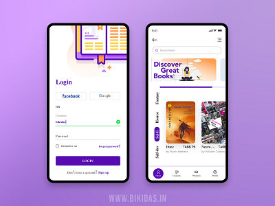 LoginPage - Online Books Shopping app bookshop bookstore branding design ecommerce app ecommerce design education flat landingpage login login design login page login screen minimal mobileapp online shopping typography ui ux