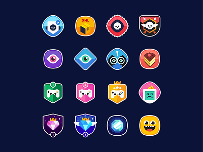 Badges achievements badge badges flat illustration trophies