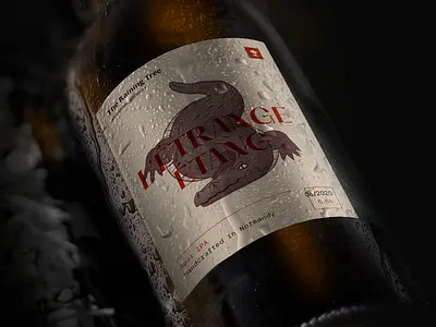 L'étrange étang - Beer Bottle Design alligator beer bottle branding crocodile dark illustration label mysterious normandy packaging swamp