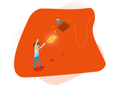 TPOINT - illustration for newsletter advantages bird delivery illustration isometric art isometric illustration isometry mail newsletter person postgirl postman vector web website