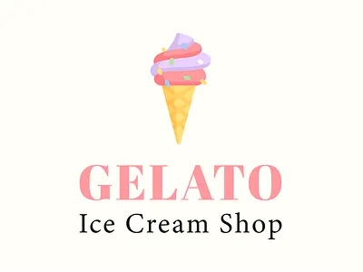 GELATO Ice Cream Shop branding design flat ice cream ice cream logo icon icons logo logo design logo designer logo maker logodesign