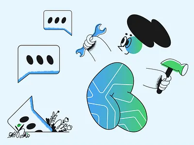 At your service chat custom support fixing illustration iocns8 service