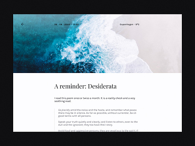 Minimalist Journal Entry blog blog post dailyui entry header journal minimal post text typography ui ux zen