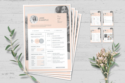Resume or CV cover cover letter cv cv template flyer gray indesign resume indesign template pale pink pink resume resume design resume template typoedition