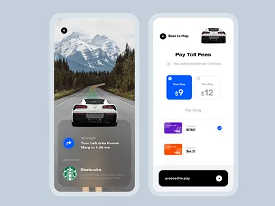 AR Highway and Toll Payment Concept : Mobile Screens app augmented augmentedreality car design directions ecommerce highway map maps payment racing roadtrip supercar tourism app tourist travel trip vacation