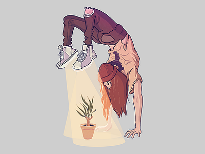 lights on character design digital drawing girl illustration lights plant