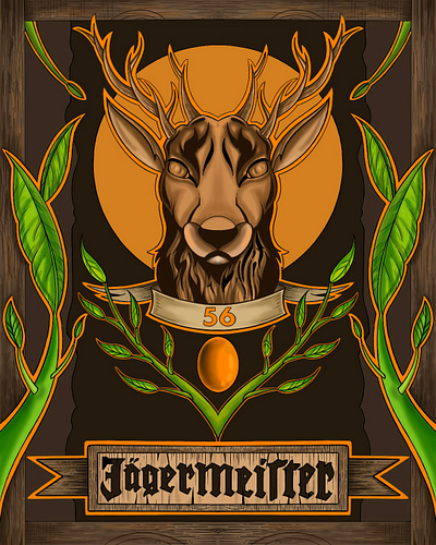 Jagermeister art artwork brand commercial art design draw illustration illustrator packaging type typography