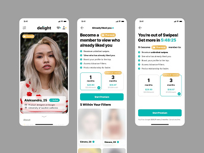Premium. Become a premium. Dating & Relationship by dazzle app dating datingapp dazzle delight find finder interface ios love match matching meet messenger app minimal mobile mobile app partner person premium uidesign