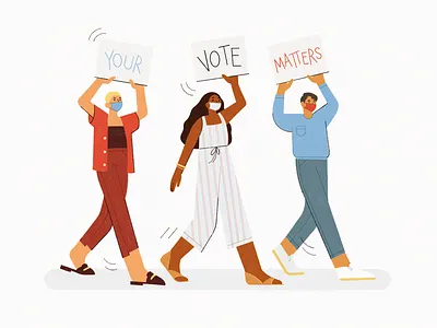 Your Vote Matters 🇺🇸 fashion illustration minimal patriotic protest red white and blue vote walking