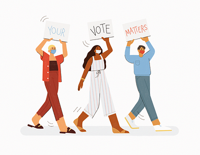 Your Vote Matters 🇺🇸 fashion illustration minimal patriotic protest red white and blue vote walking