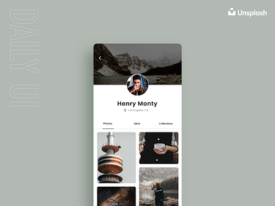 Challenge #006 challenge dailyui dailyuichallenge design ui mobile app mobile design profile redesign unsplash