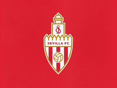Sevilla FC badge castle crest europa family fc football club futbol league monogram sevilla sevilla fc seville sfc shield soccer spain sports stripes tradition