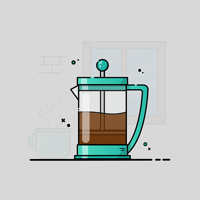 French Press art artoftheday coffee coffee maker flat illustration flat vector french press illustration vector