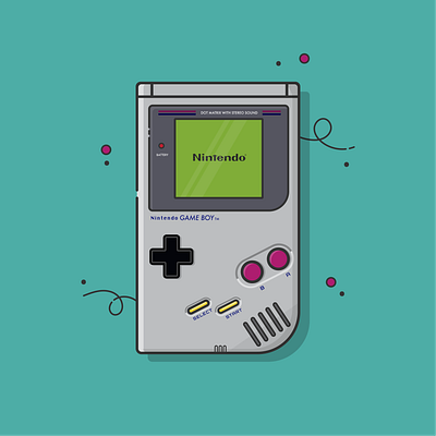 Game Boy art artoftheday flat illustration flat vector game boy illustration vector