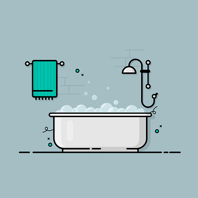 Bubble Bath art artoftheday bathtub bubble bubble bath flat illustration flat vector illustration vector