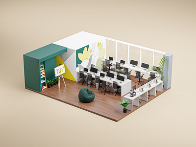 Pineapple 3D Office 3d 3d art 3d artist 3d model animation design illustration ux