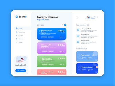 Zoom University: Dashboard Concept academic dashboard dashboard ui design education uiux ux webapp zoom