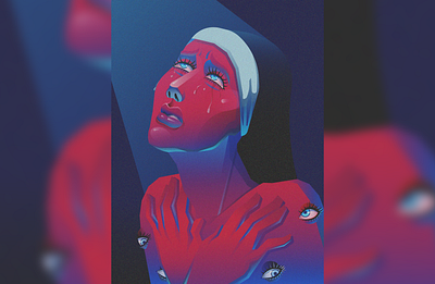 👁👄👁 art blue character cyan eyes illustration nun pink vector