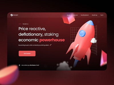 Rocket - Hero Section bitcoin cryptocurrency design landing page landingpage token ui web website