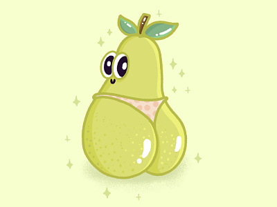 Pear of buns booty butt cute fruit fruity illustration kawaii pear