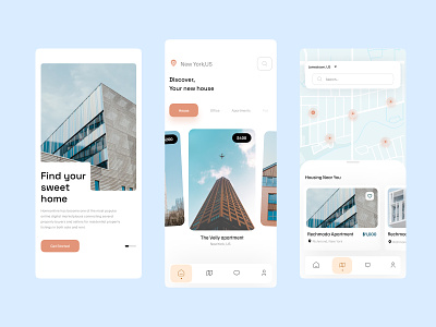 Real Estate App Concept. 3d animation clean colourful creative design graphic design minimal motion graphics ui uidesigners uigarage uigers uiux userexperience userinterface ux uxdesigners uxtrends