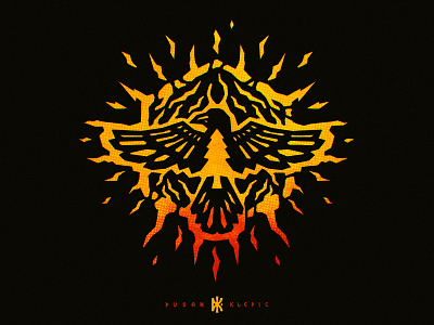Crow + Pine tree + lighting crow dusan klepic fantasy gaming lightning logo pine raven thunder tree