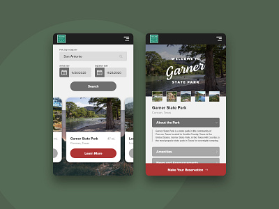 05. Texas Parks and Wildlife Reservations camping hiking nature parks texas ui uidesign