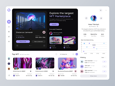 NFT Trading Dashboard arts bitcoin charts clean creators crypto crypto platform dashboard design interface marketplace nft nft collection nft marketplace nfts sales system trading ui web app