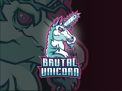 Brutal Unicorn Mascot Logo branding brutal unicorn design e sports e sports logo gradient logo horse logo illustration logo mascot logo typography vector