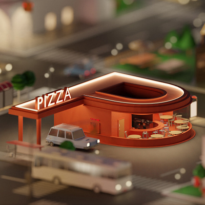 P letter - Pizza 36daysoftype 3d blender blender3d illustration isometric letters pizza render typo typography