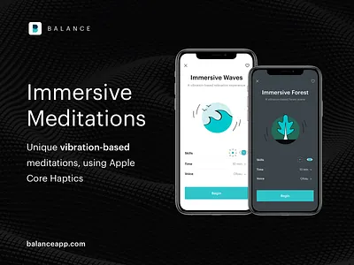 Balance: Immersive Meditations (iOS app) app app design forest illustrator immersive ios ios app meditation meditation app mindfulness mobile mobile app mobile design mobile ui uidesign uiux ux design vibration visual design waves