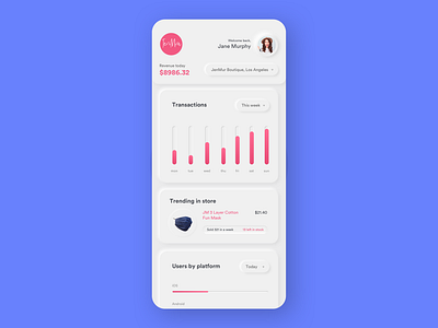 Neumorphic - Store Overview - Mobile App Design analytics android appui dashboad ios mobile ui mobileapp neumorphic neumorphism productdesign skeumorphic uidesign uiux