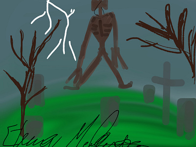 Classic sirenhead art design digital painting horror illustration painting sirenhead