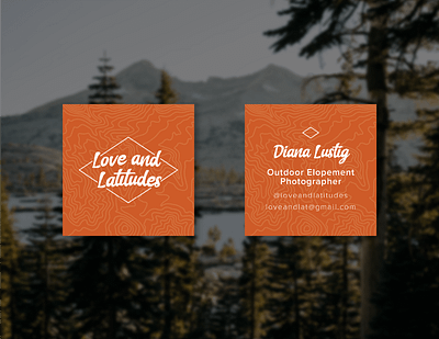 Business Cards for Love and Latitudes adventure design brand identity branding business cards design elopement illustration outdoors outdoors design photography wedding