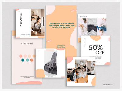 HANNA Instagram Template autumn blogger clean content creator fashion feed feminine instagram minimalist modern photographer photoshop posts sale social media stories template design templates