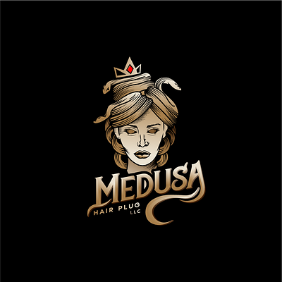 Medusa Hair Plug branding branding design illustration illustrator logo design vector vintage logo