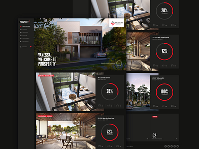 Prosperity property tracker architecture cards dark ui graph icons side menu