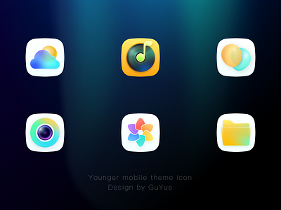 Mobile theme design mobile theme multicolor ui 天气 文件夹 相机 音乐