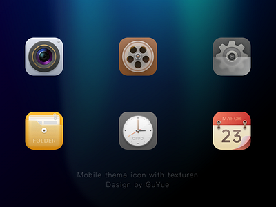 Mobile theme calendar icon camera icon design icon logo movie icon multicolor ui