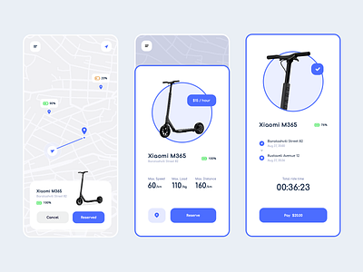 Electric Scooters rental app clean design clean ui design electric scooters future design gura nichoolson mobile app mobile application mobile applications real project rent scooter rental app scooters ui uiux user experience user interface